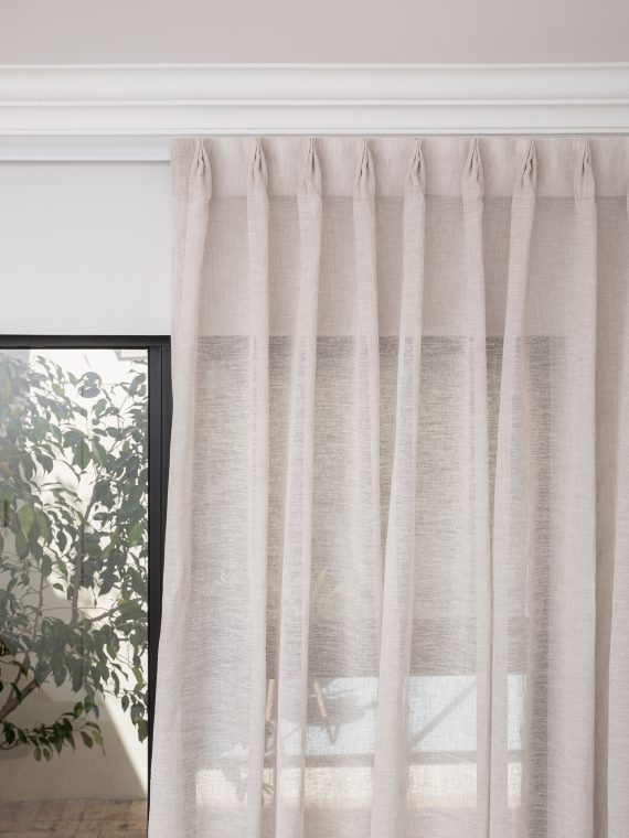 French Pleat Pinch Ready Made Curtains In Sheer Desert
