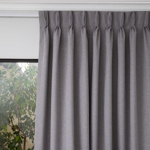 French Pleat Pinch Ready Made Curtains in Self lined 100% blockout Charcoal