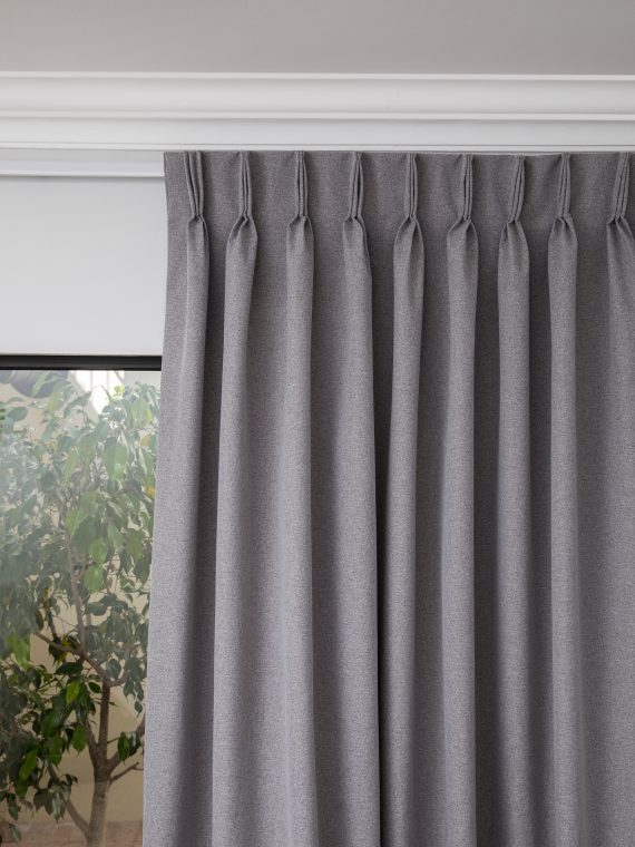 French Pleat Pinch Ready Made Curtains in Self lined 100% blockout Charcoal
