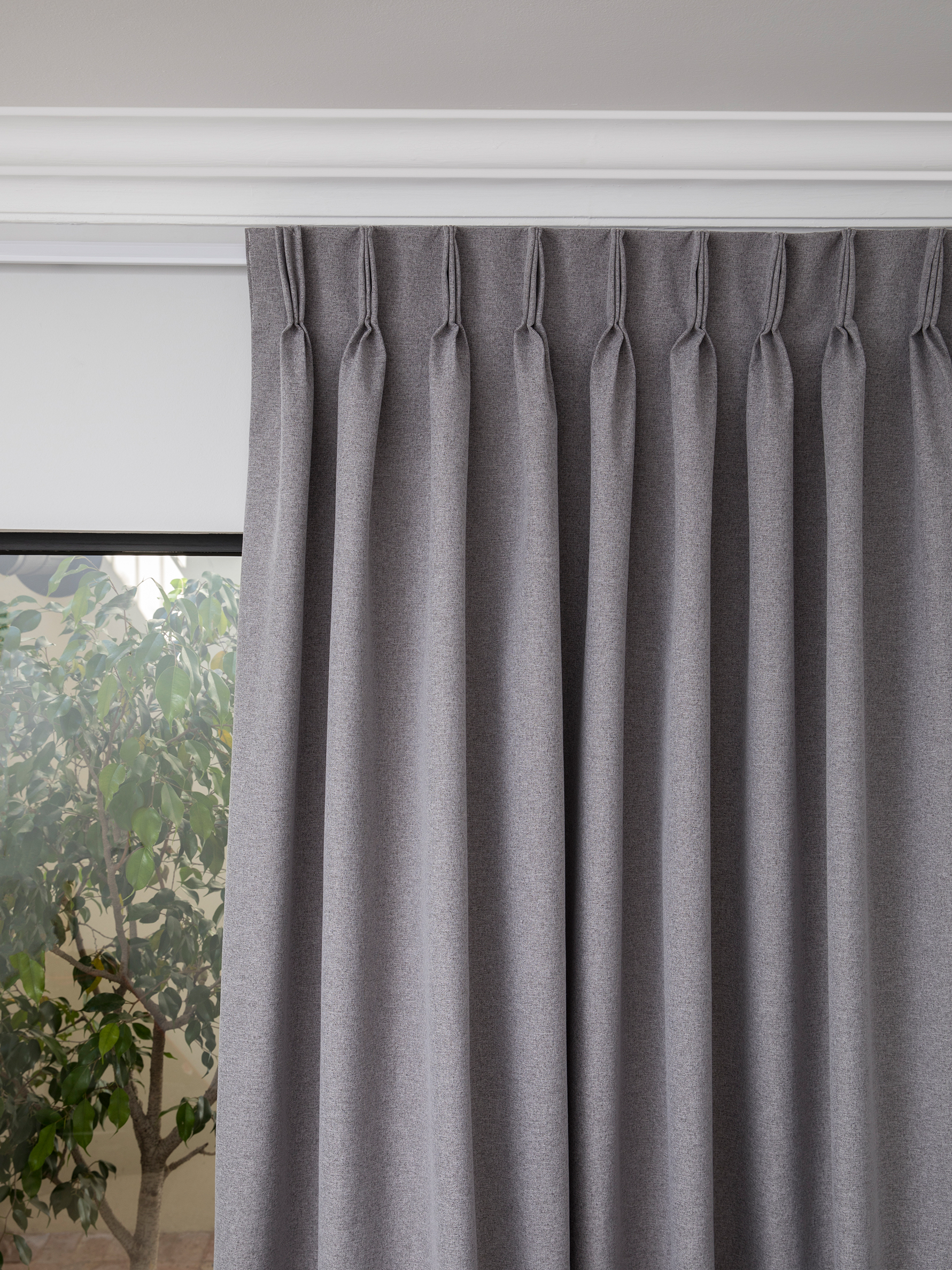 French Pleat Pinch Ready Made Curtains in Self lined 100% blockout Charcoal