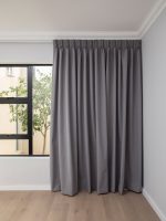French Pleat Pinch Ready Made Curtains in Self lined 100% blockout Charcoal