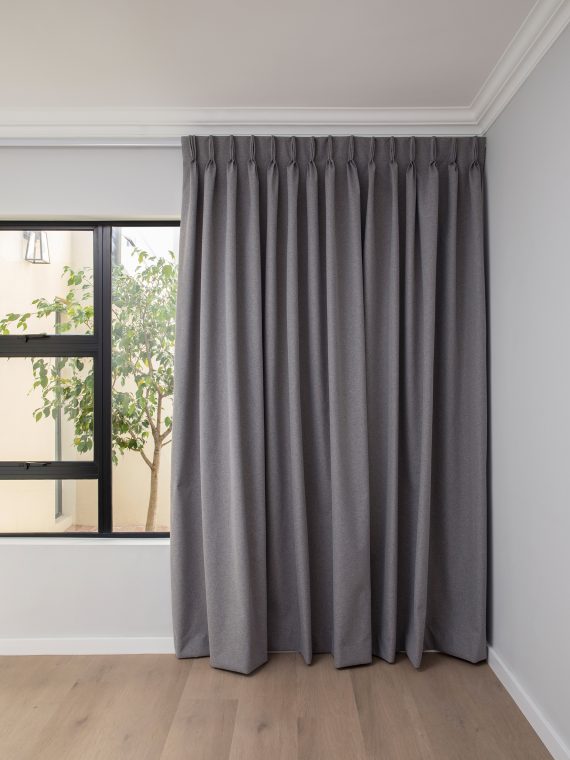 French Pleat Pinch Ready Made Curtains in Self lined 100% blockout Charcoal