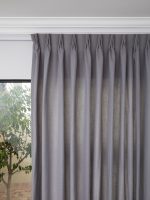 French Pleat Pinch Ready Made Curtains in Cotton lined linen Graphite