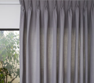 French Pleat Pinch Ready Made Curtains in Cotton lined linen Graphite