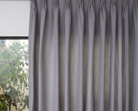 French Pleat Pinch Ready Made Curtains in Cotton lined linen Graphite