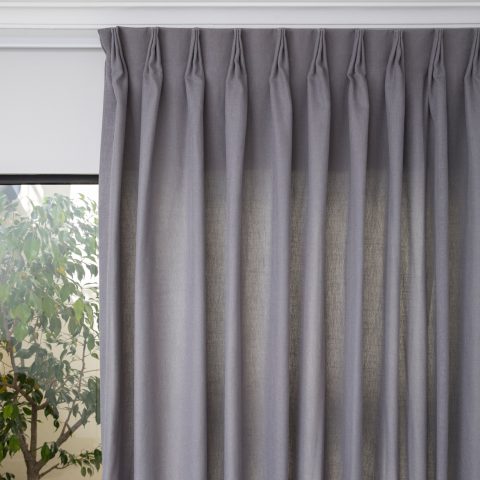 French Pleat Pinch Ready Made Curtains in Cotton lined linen Graphite