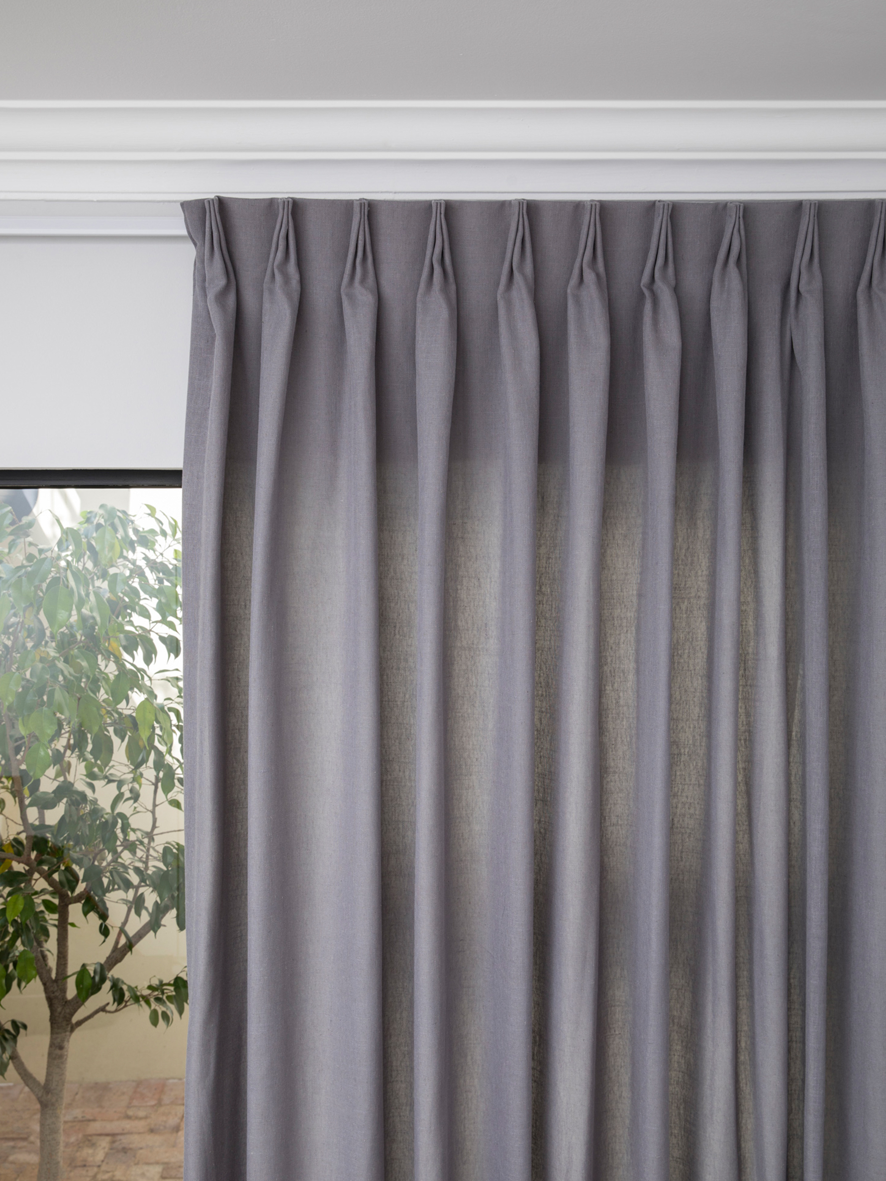 French Pleat Pinch Ready Made Curtains in Cotton lined linen Graphite
