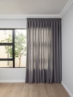 French Pleat Pinch Ready Made Curtains in Cotton lined linen Graphite