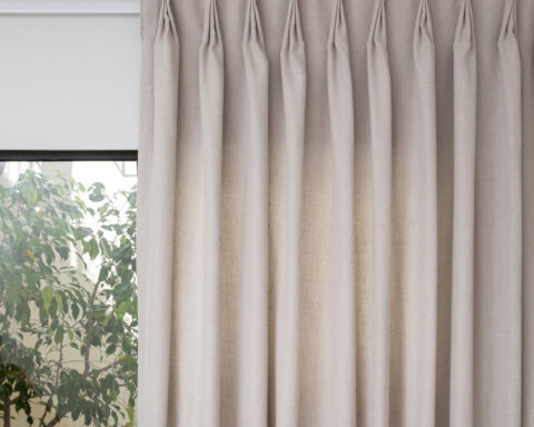 French Pleat Pinch Ready Made Curtains in Cotton lined linen Desert