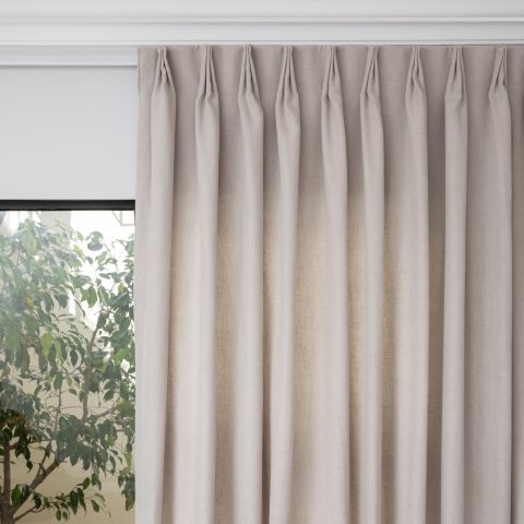 French Pleat Pinch Ready Made Curtains in Cotton lined linen Desert