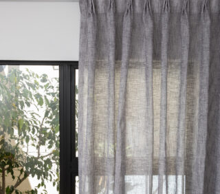 French Pleat Pinch Ready Made Curtains in Sheer Graphite