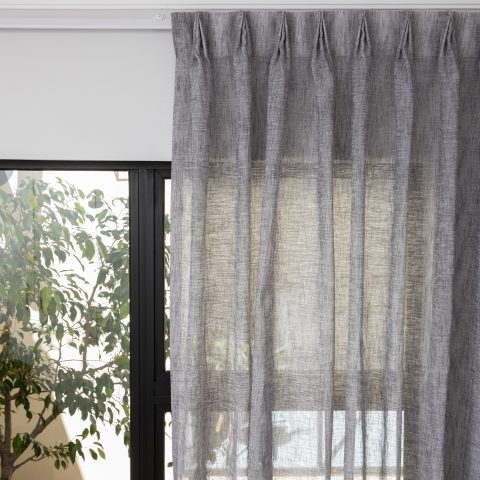 French Pleat Pinch Ready Made Curtains in Sheer Graphite