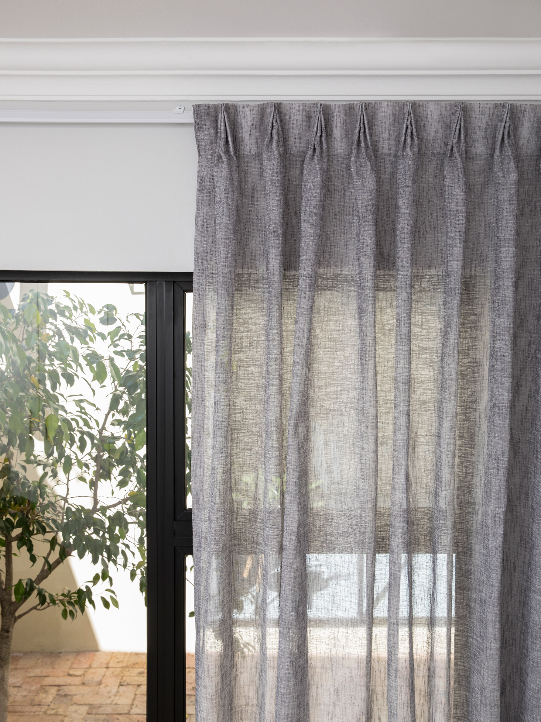 French Pleat Pinch Ready Made Curtains in Sheer Graphite