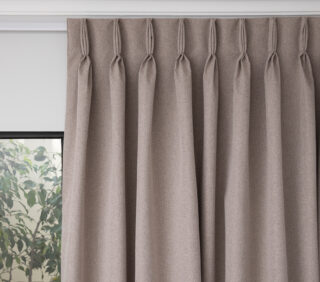 French Pleat Pinch Ready Made Curtains in Self lined 100% blockout Khaki