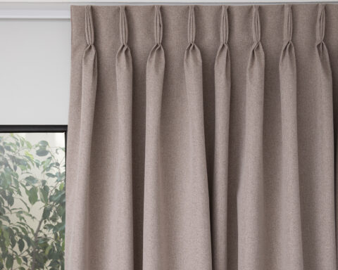 French Pleat Pinch Ready Made Curtains in Self lined 100% blockout Khaki