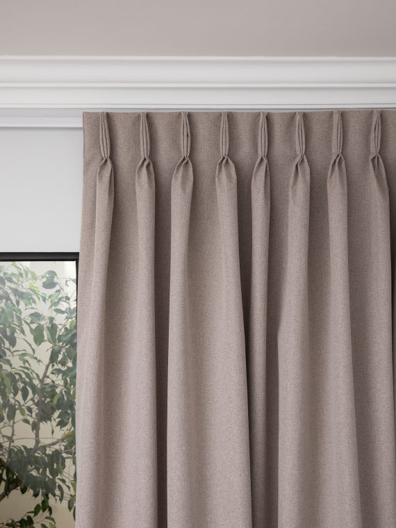 French Pleat Pinch Ready Made Curtains in Self lined 100% blockout Khaki