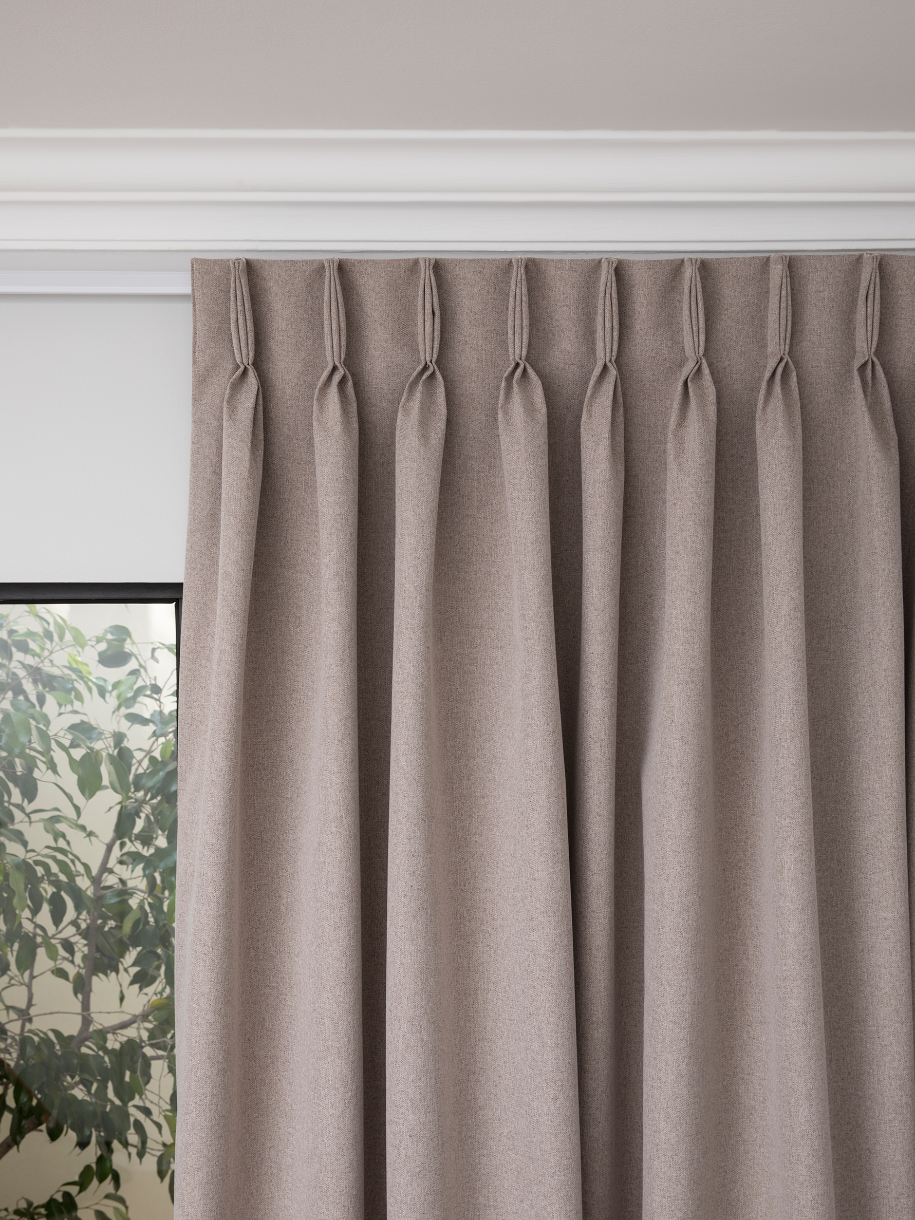 French Pleat Pinch Ready Made Curtains in Self lined 100% blockout Khaki