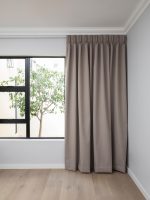 French Pleat Pinch Ready Made Curtains in Self lined 100% blockout Khaki