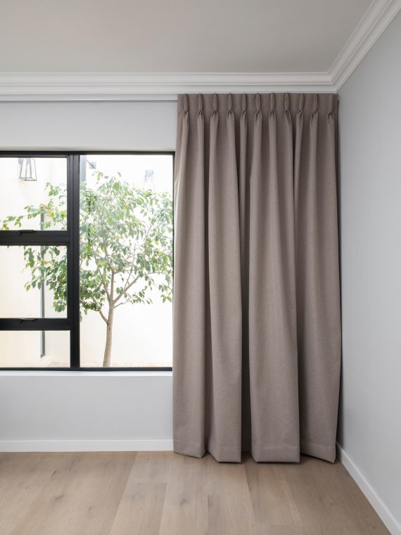 French Pleat Pinch Ready Made Curtains in Self lined 100% blockout Khaki