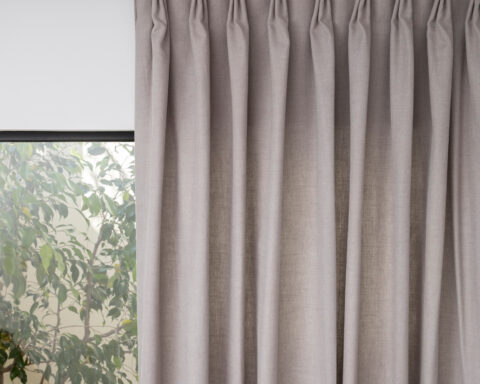 French Pleat Pinch Ready Made Curtains in Cotton lined linen Khaki