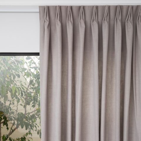 French Pleat Pinch Ready Made Curtains in Cotton lined linen Khaki