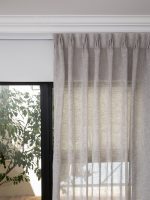French Pleat Pinch Ready Made Curtains in Sheer Khaki