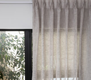 French Pleat Pinch Ready Made Curtains in Sheer Khaki