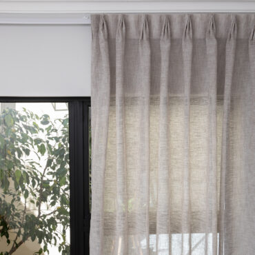 French Pleat Pinch Ready Made Curtains in Sheer Khaki