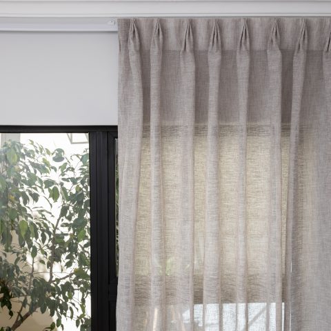 French Pleat Pinch Ready Made Curtains in Sheer Khaki