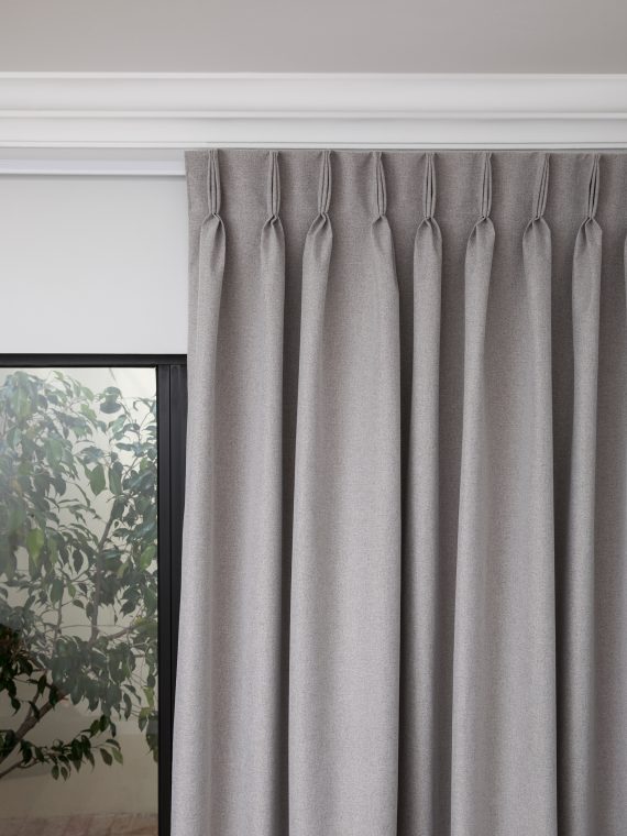 French Pleat Pinch Ready Made Curtains in Self lined 100% blockout Dove