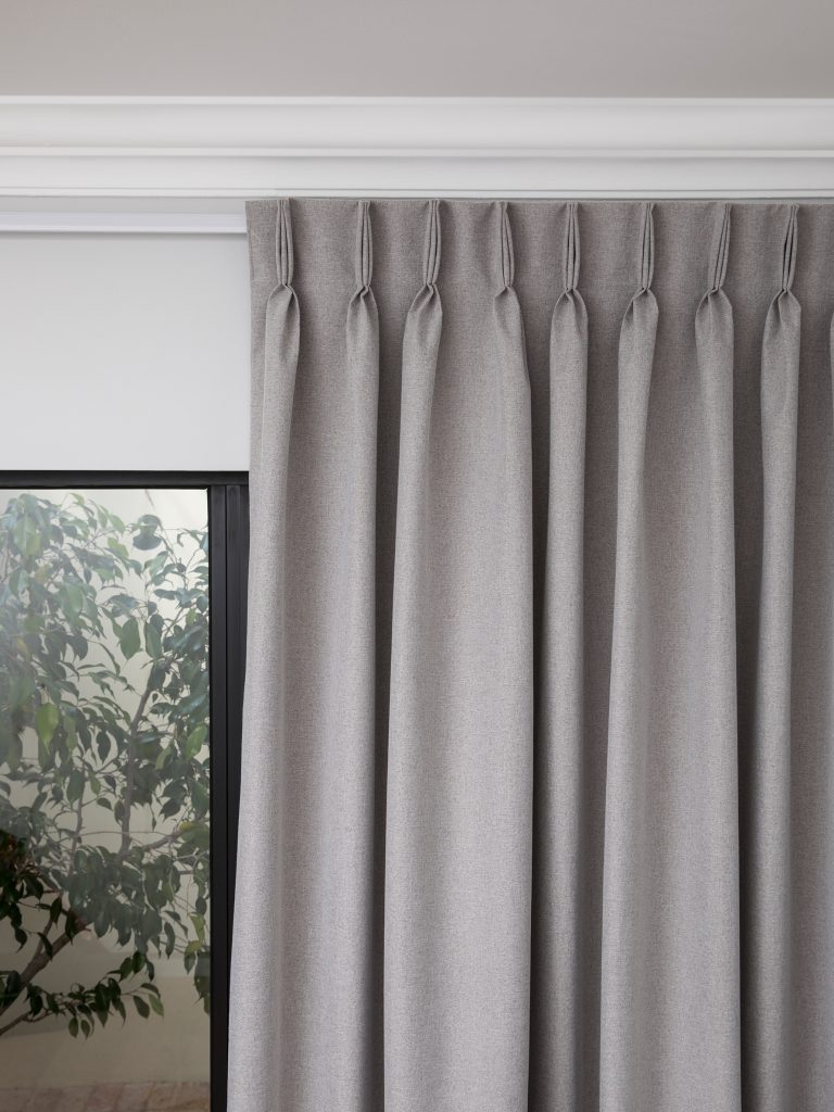 French Pleat Pinch Ready Made Curtains in Self lined 100 blockout Dove
