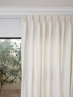 French Pleat Pinch Ready Made Curtains in Cotton lined linen White
