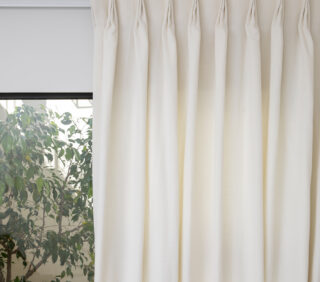 French Pleat Pinch Ready Made Curtains in Cotton lined linen White