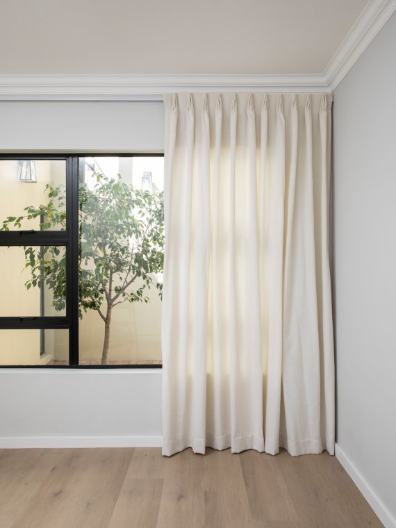 French Pleat Pinch Ready Made Curtains in Cotton lined linen White