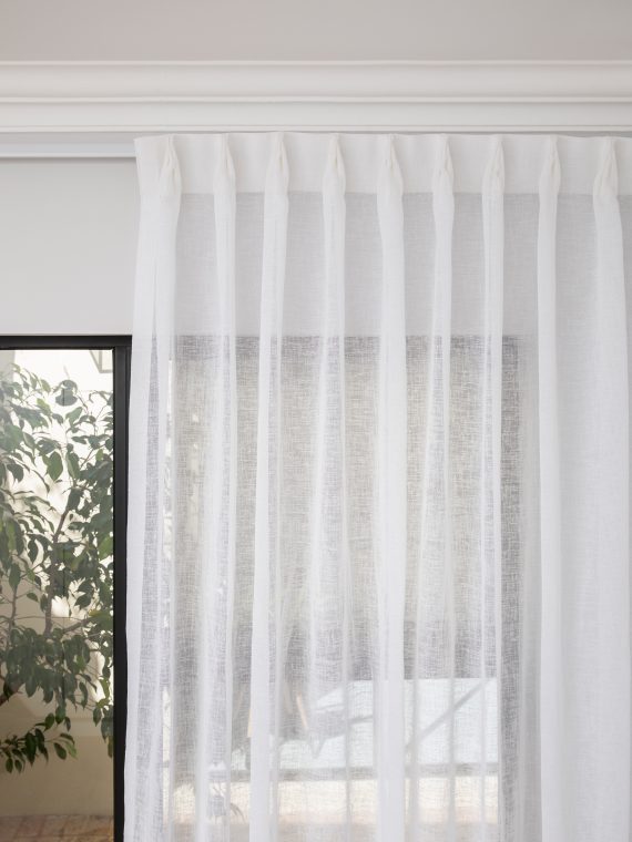 French Pleat Pinch Ready Made Curtains in Sheer White